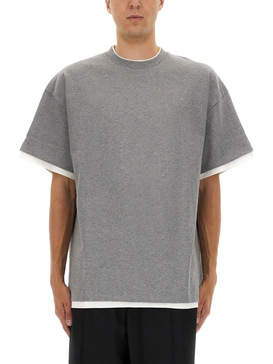 Jil Sander Men Double Layer Cotton T-Shirt
