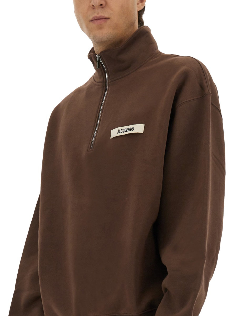 Jacquemus Men Grosgrain Sweatshirt With Turtleneck