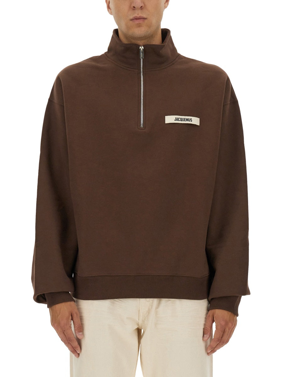 Jacquemus Men Grosgrain Sweatshirt With Turtleneck