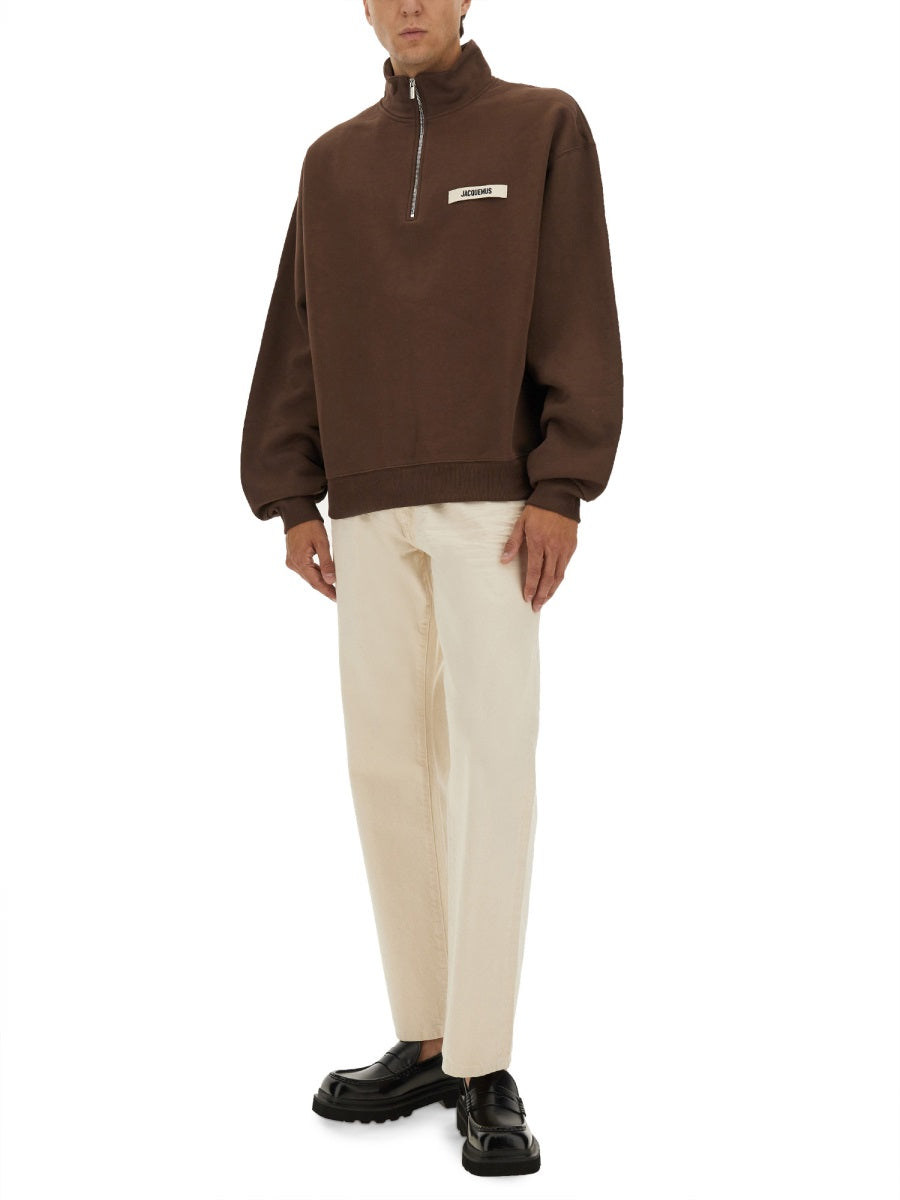 Jacquemus Men Grosgrain Sweatshirt With Turtleneck