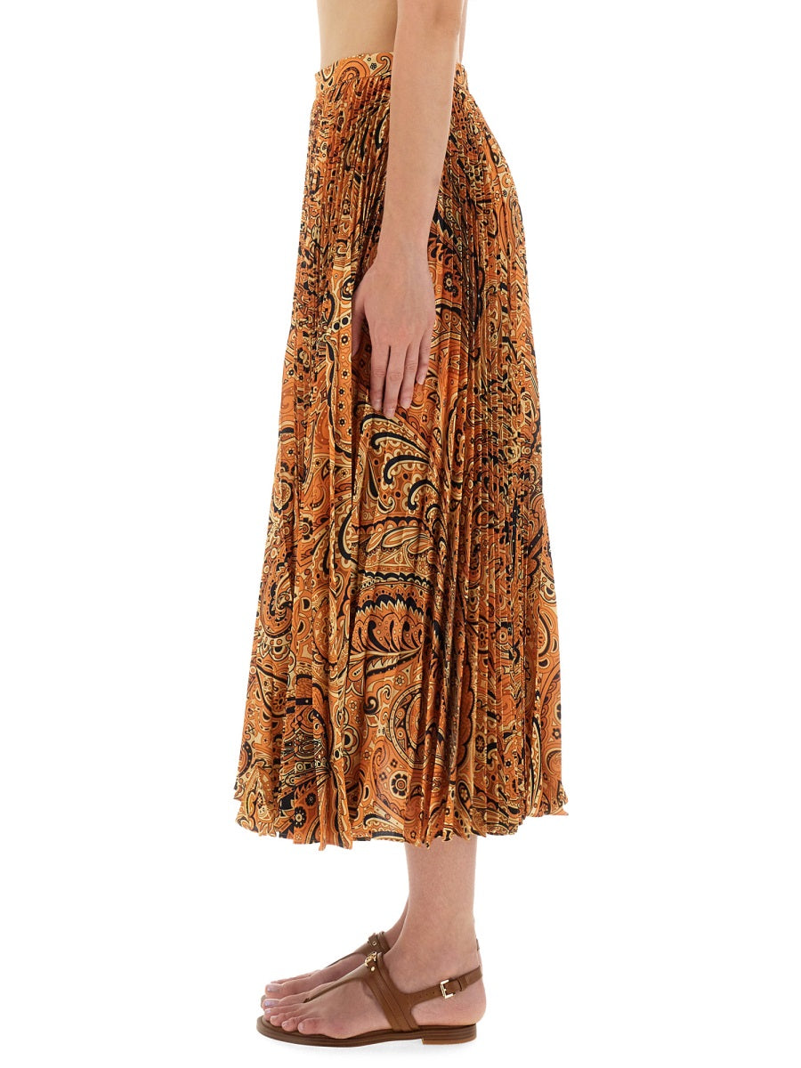 Etro Women Pleated Sablé Skirt With Print