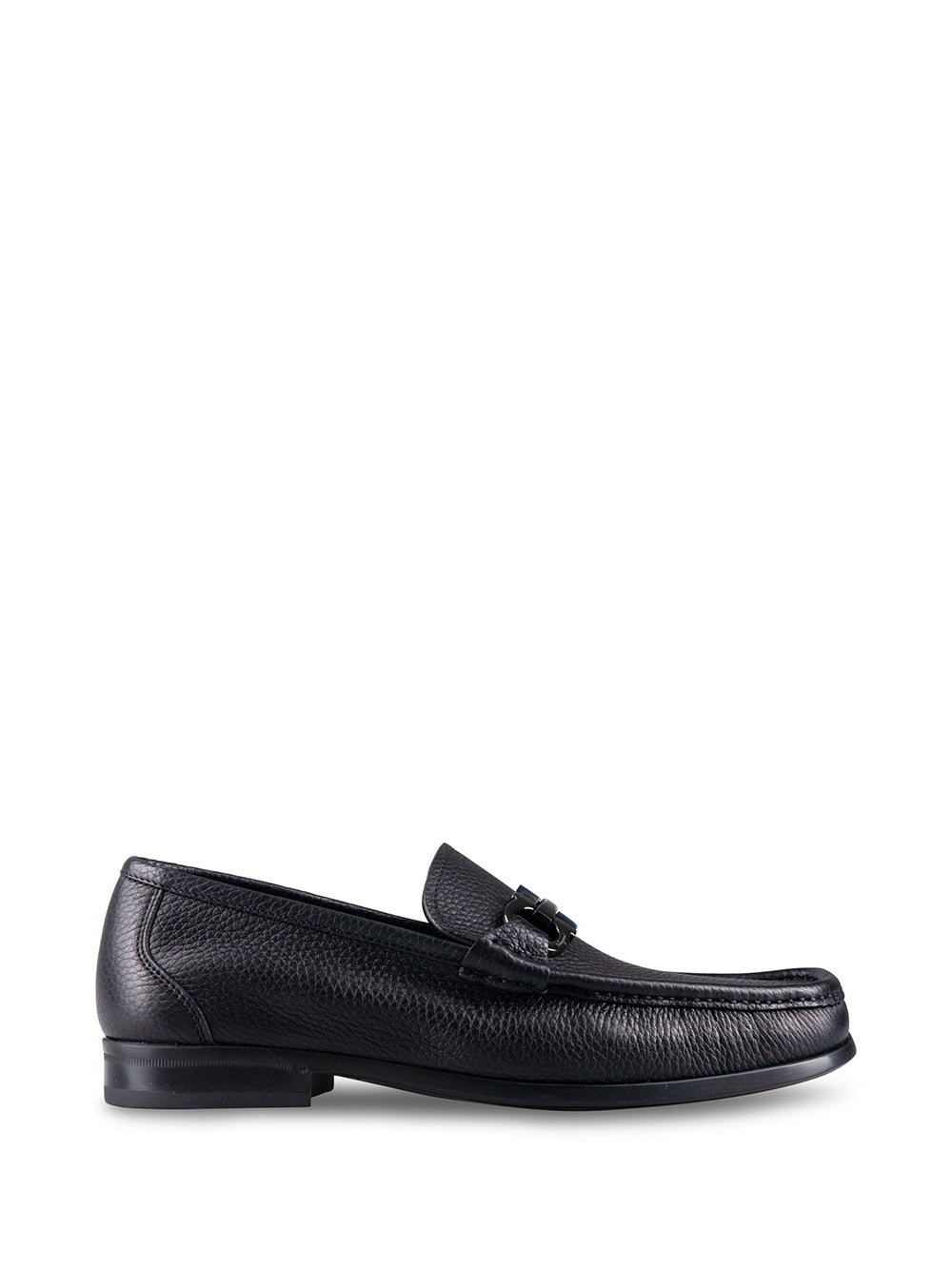 Ferragamo Men Grained Leather Gancini Loafers