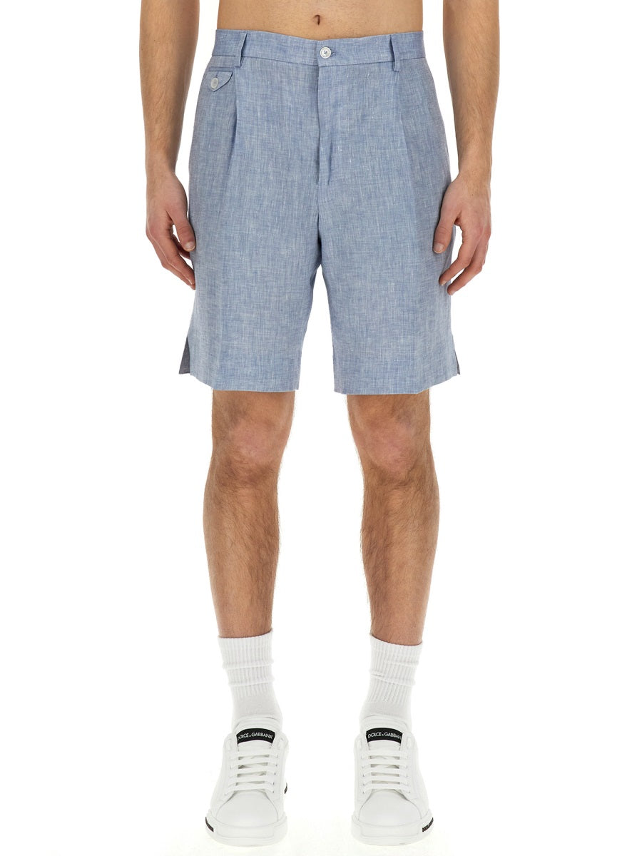 Dolce & Gabbana Men Linen Bermuda Shorts