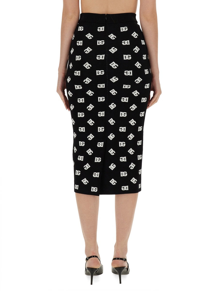 Dolce & Gabbana Women Viscose Logo Jacquard Pencil Skirt