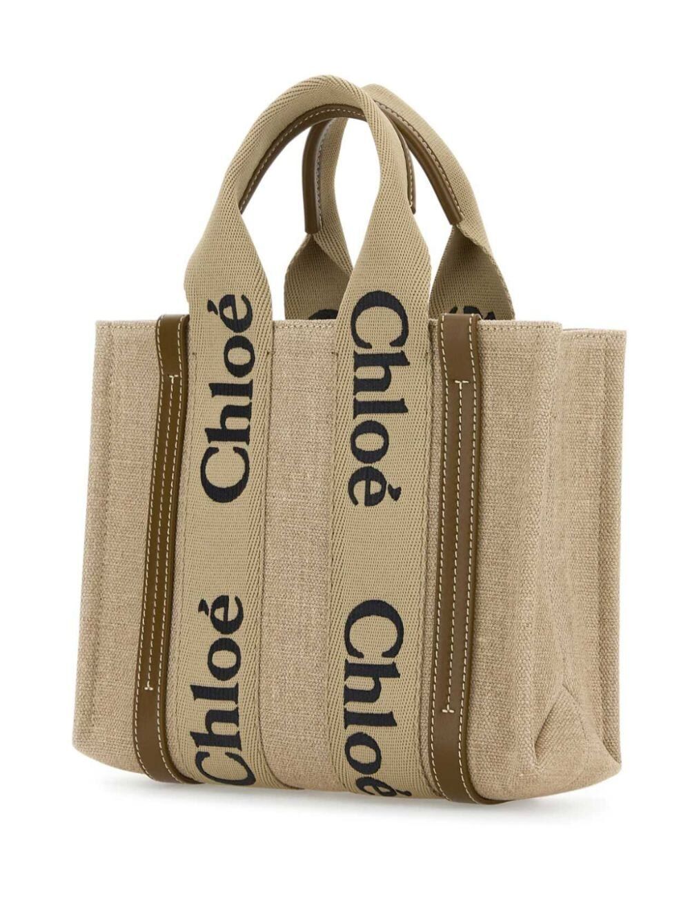 Chloe Women Small Woody Linen Tote Bag
