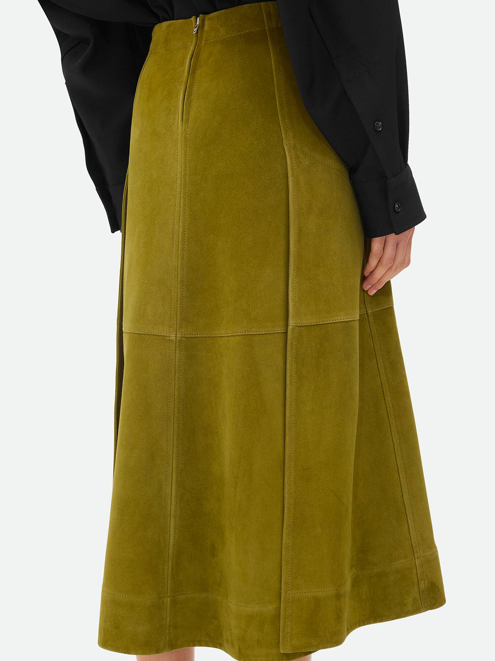 Bottega Veneta Women Suede Leather Midi Skirt