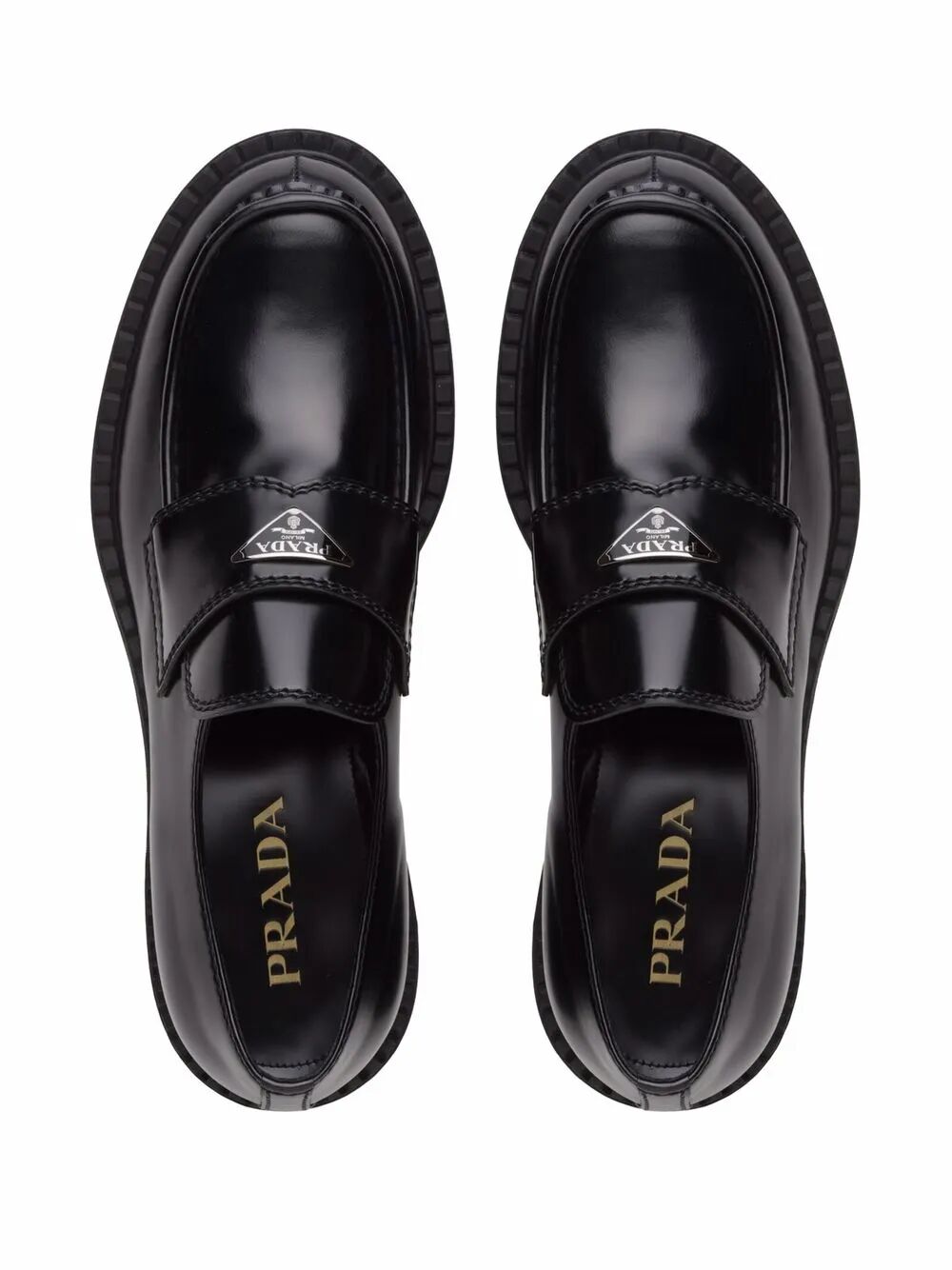 Prada Men Chocolate Brushed Leather Loafers