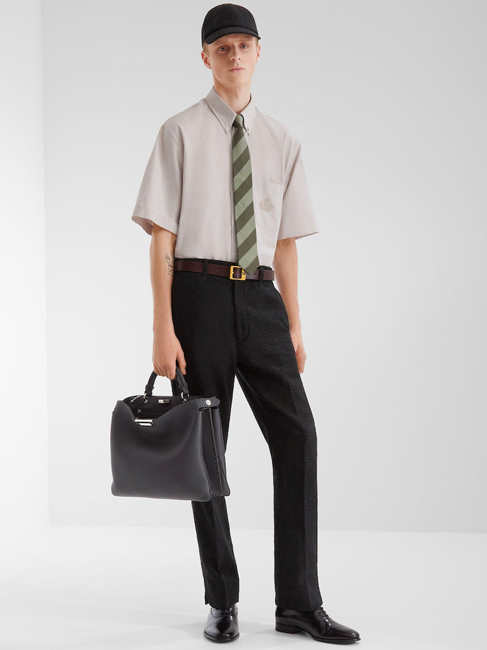 Fendi Men Linen Ff Jacquard Trousers