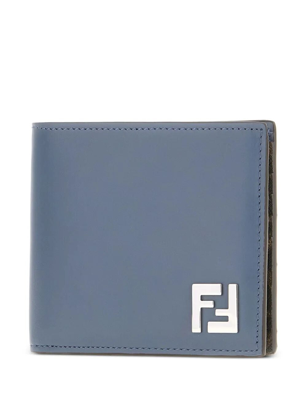 Fendi Men Leather And Ff Canvas Compact Bi-Fold Wallet