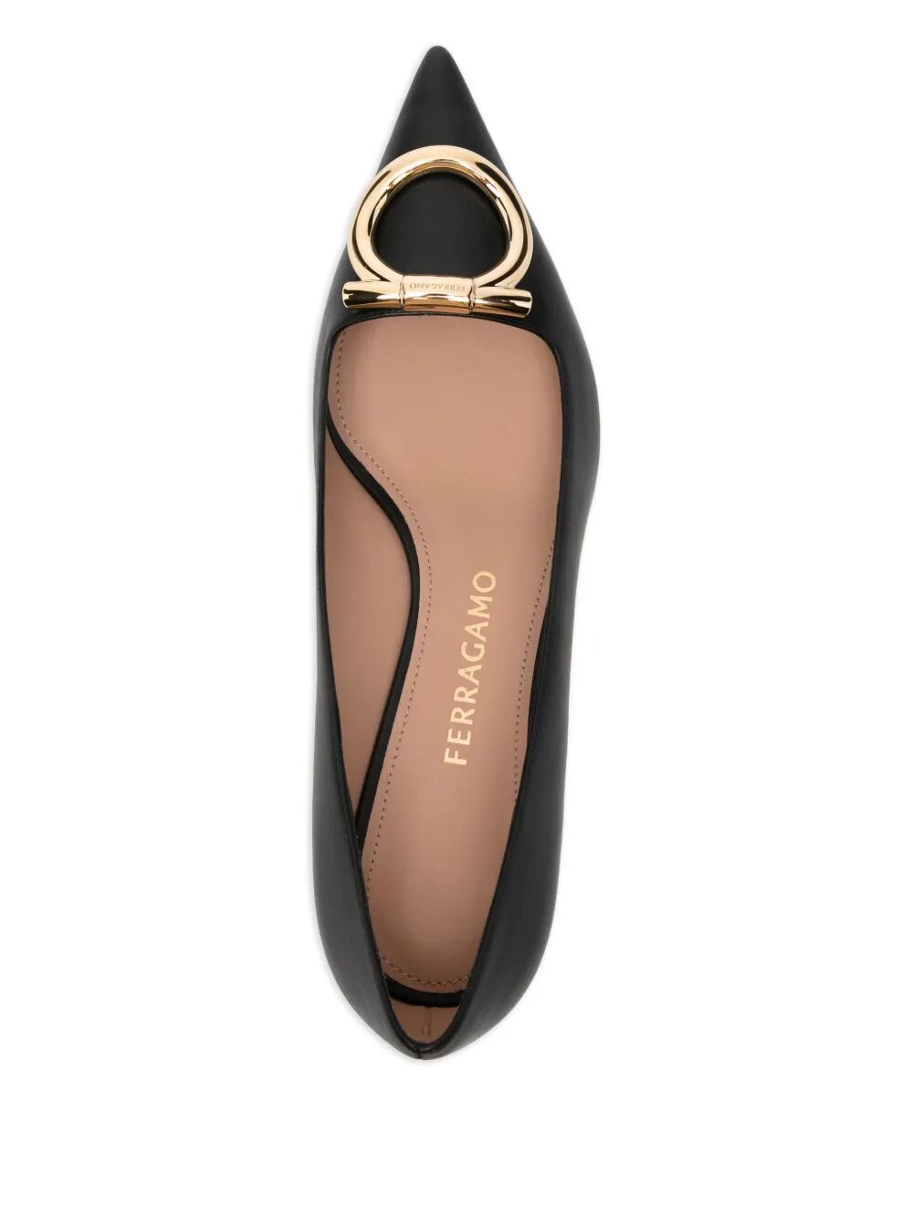 Sapatos de salto alto Ferragamo Lara em couro com fivela maxi Gancini para mulher