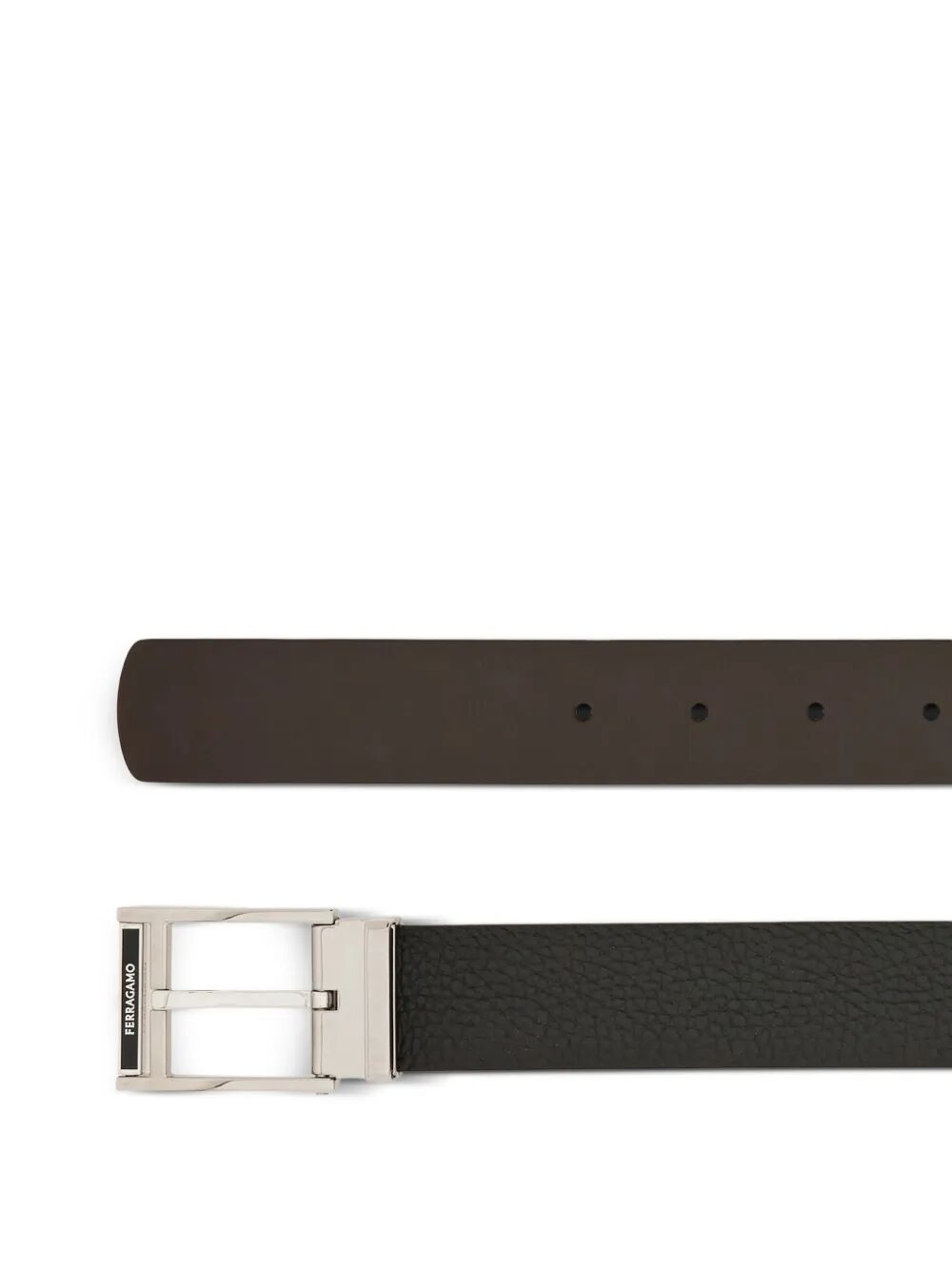 Ferragamo Men Basketweave Effect Leather Belt With Square Buckle
