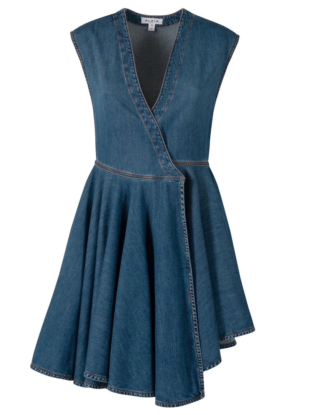 Alaia Women Deep Stone Denim Wrap Dress