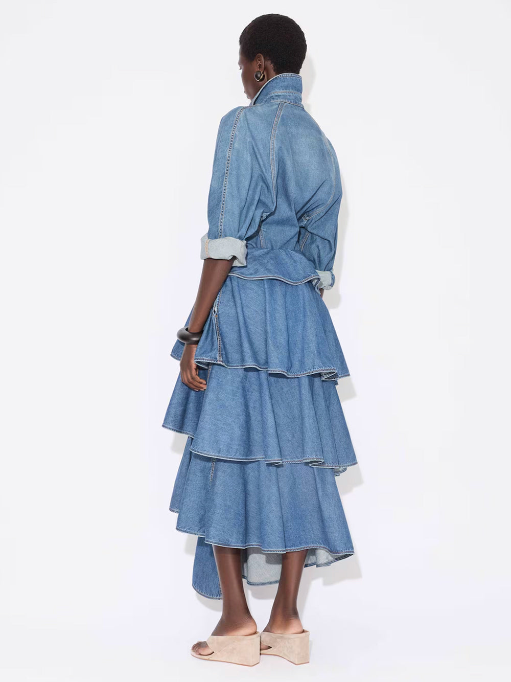 Alaia Women Round Denim Shirt