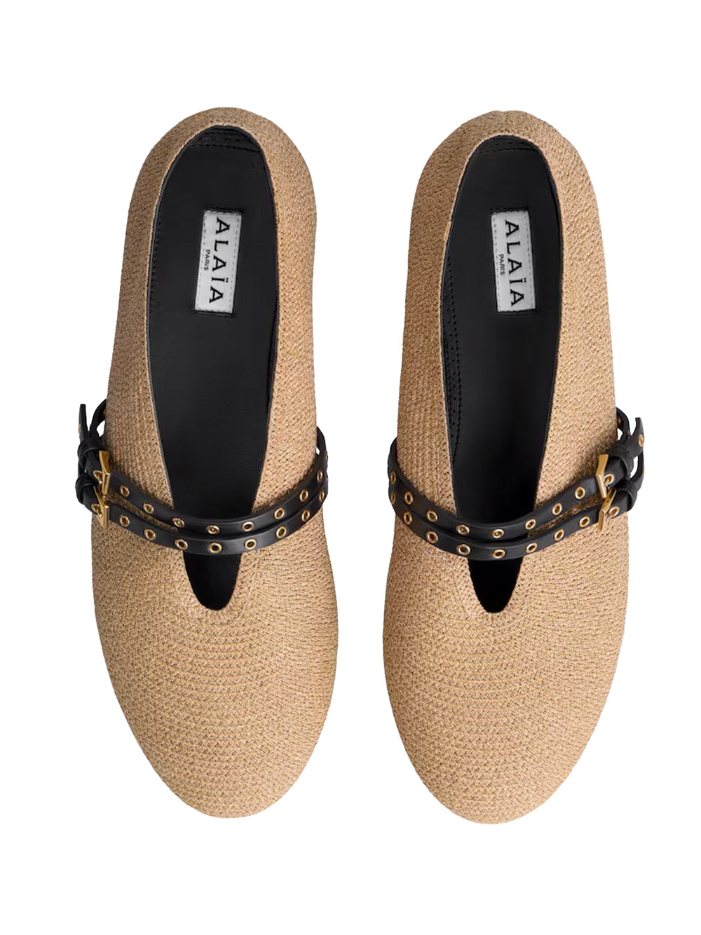 Alaia Women Ballet Flats In Paper Straw