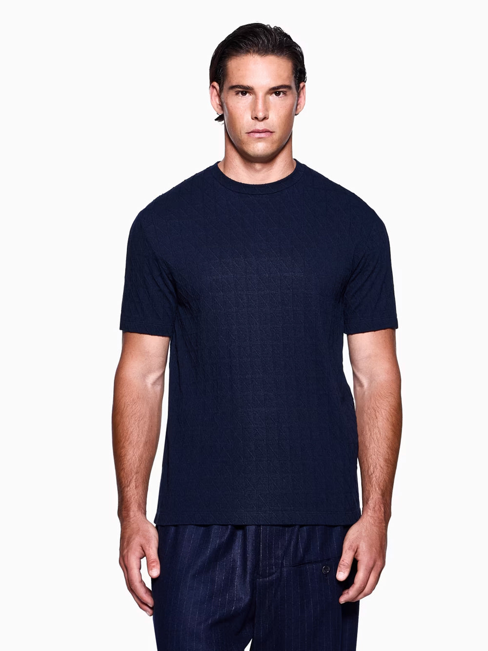 Giorgio Armani Men Asv Stretch Viscose And Cashmere Blend Crew Neck T-Shirt