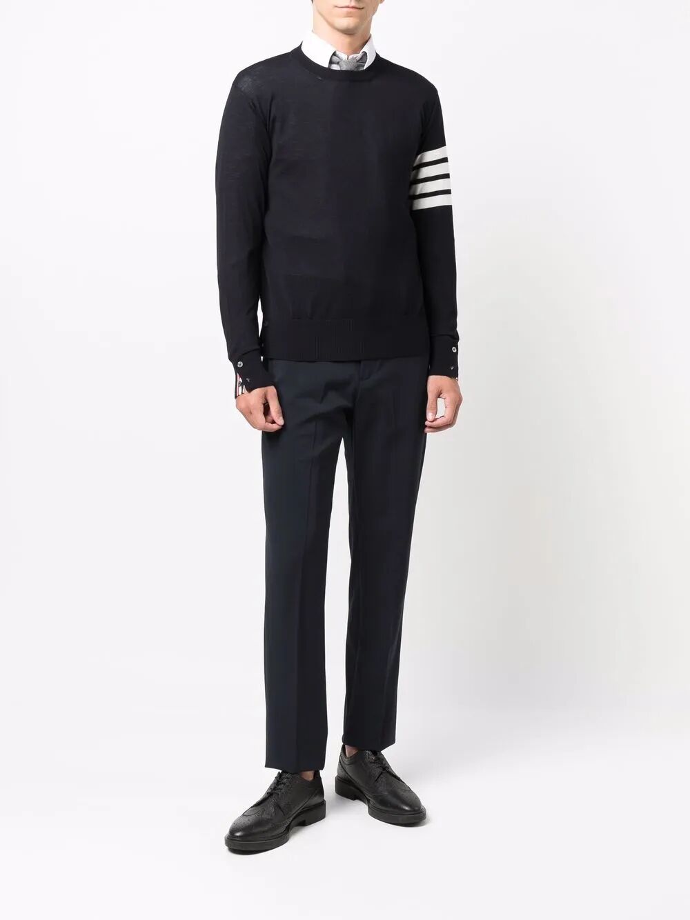 Thom Browne Men Wool 4-Bar Pullover