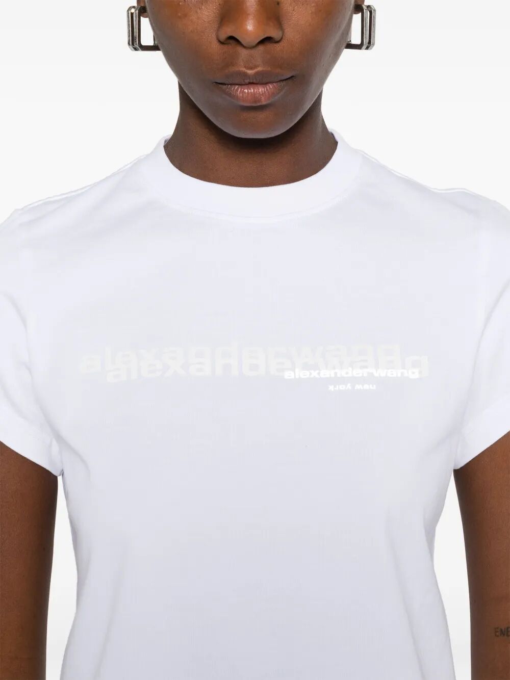Alexander Wang Women Cotton Shrunken Logo T-Shirt