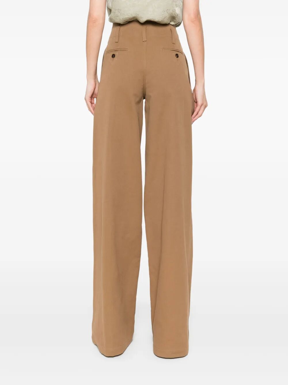 Chloe Women High-Rise And Wide-Leg Cotton Canvas Trousers