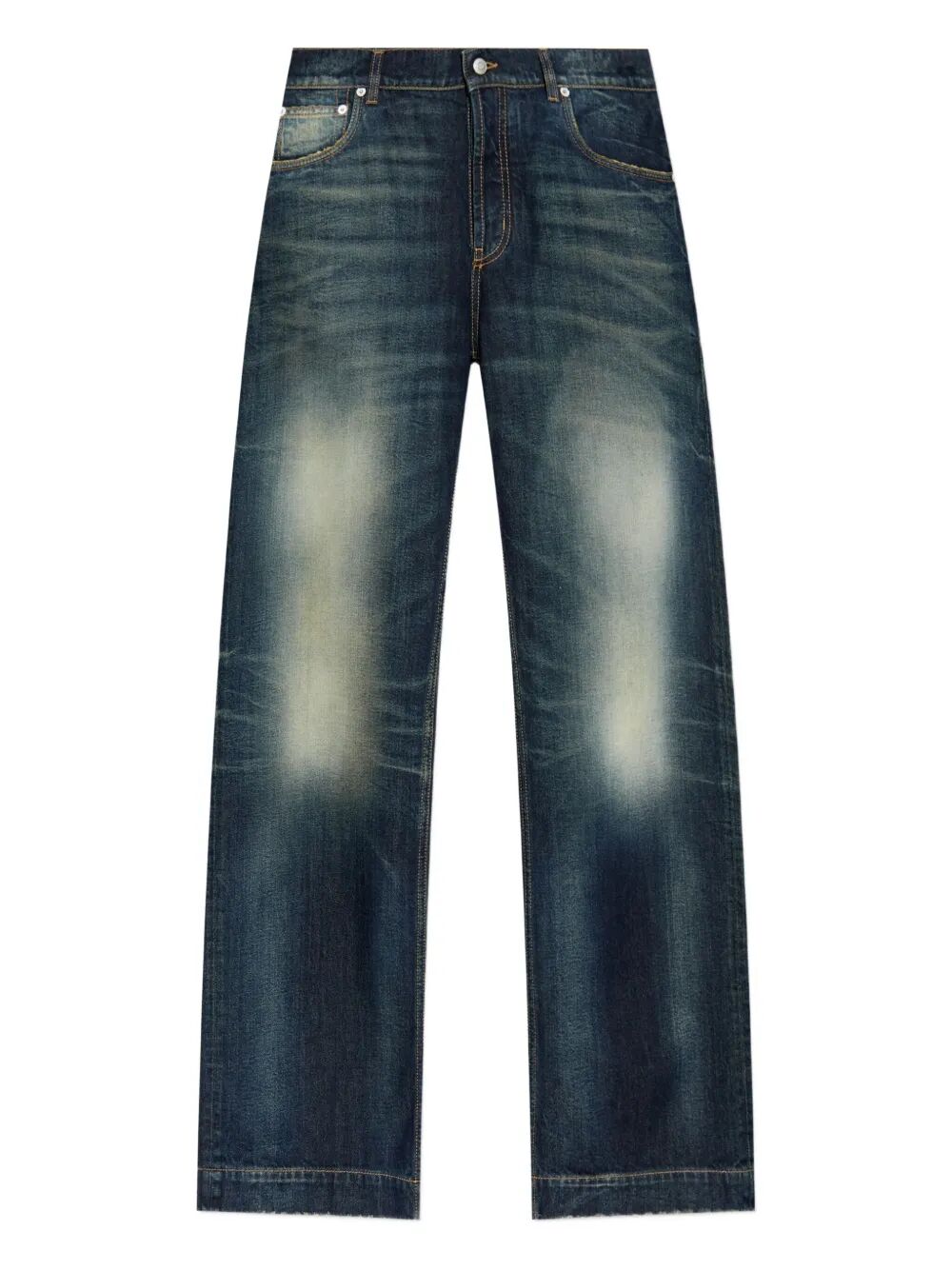Alexander Mcqueen Men Wide Leg Faded Jeans