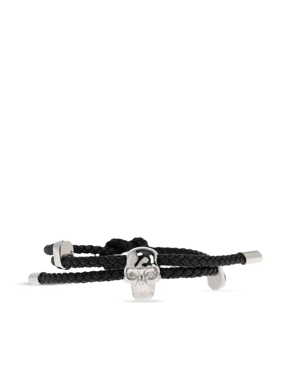 Alexander Mcqueen Men Skull Braided Leather Cord Bracelet