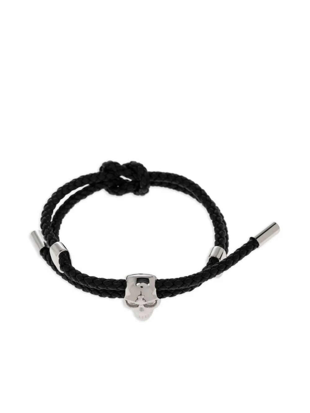 Alexander Mcqueen Men Skull Braided Leather Cord Bracelet