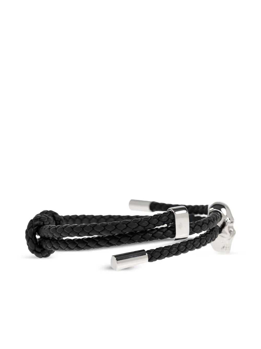 Alexander Mcqueen Men Skull Braided Leather Cord Bracelet