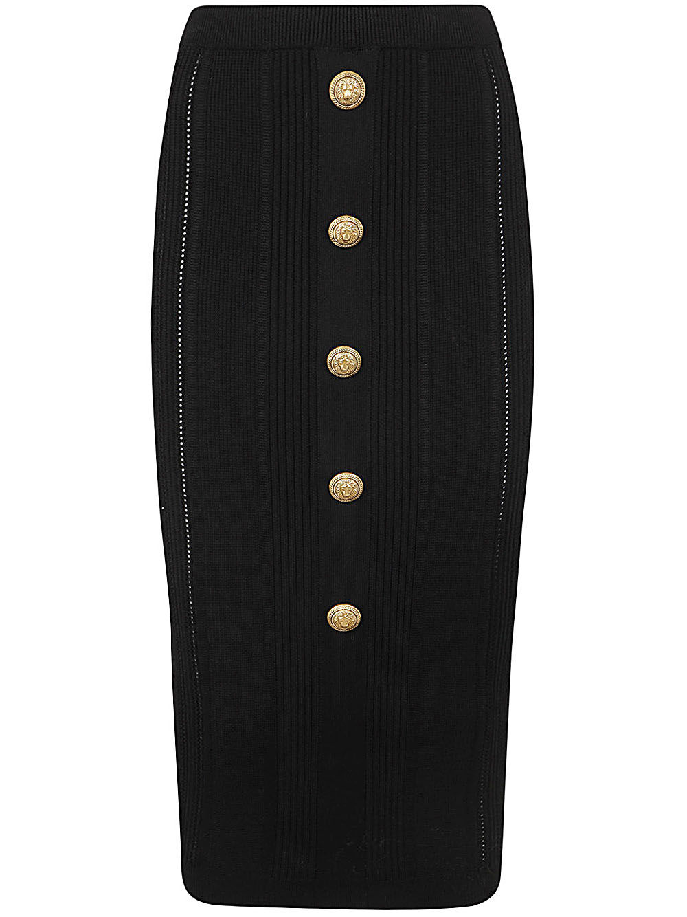 Balmain Women High Waist Five Button See Through Knit Midi Skirt