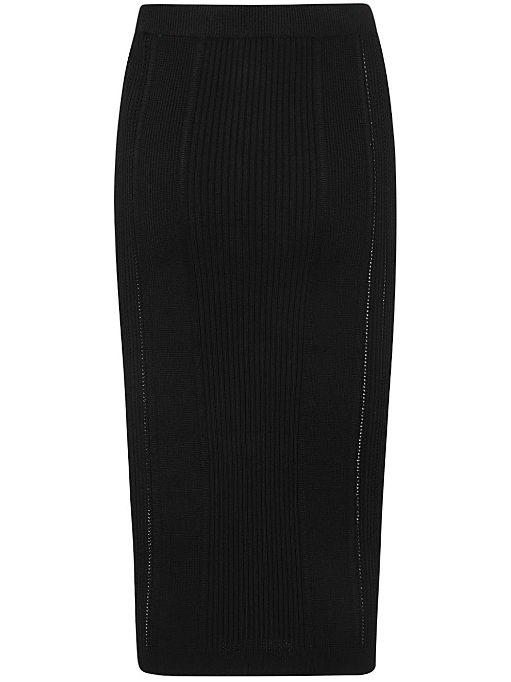 Balmain Women High Waist Five Button See Through Knit Midi Skirt