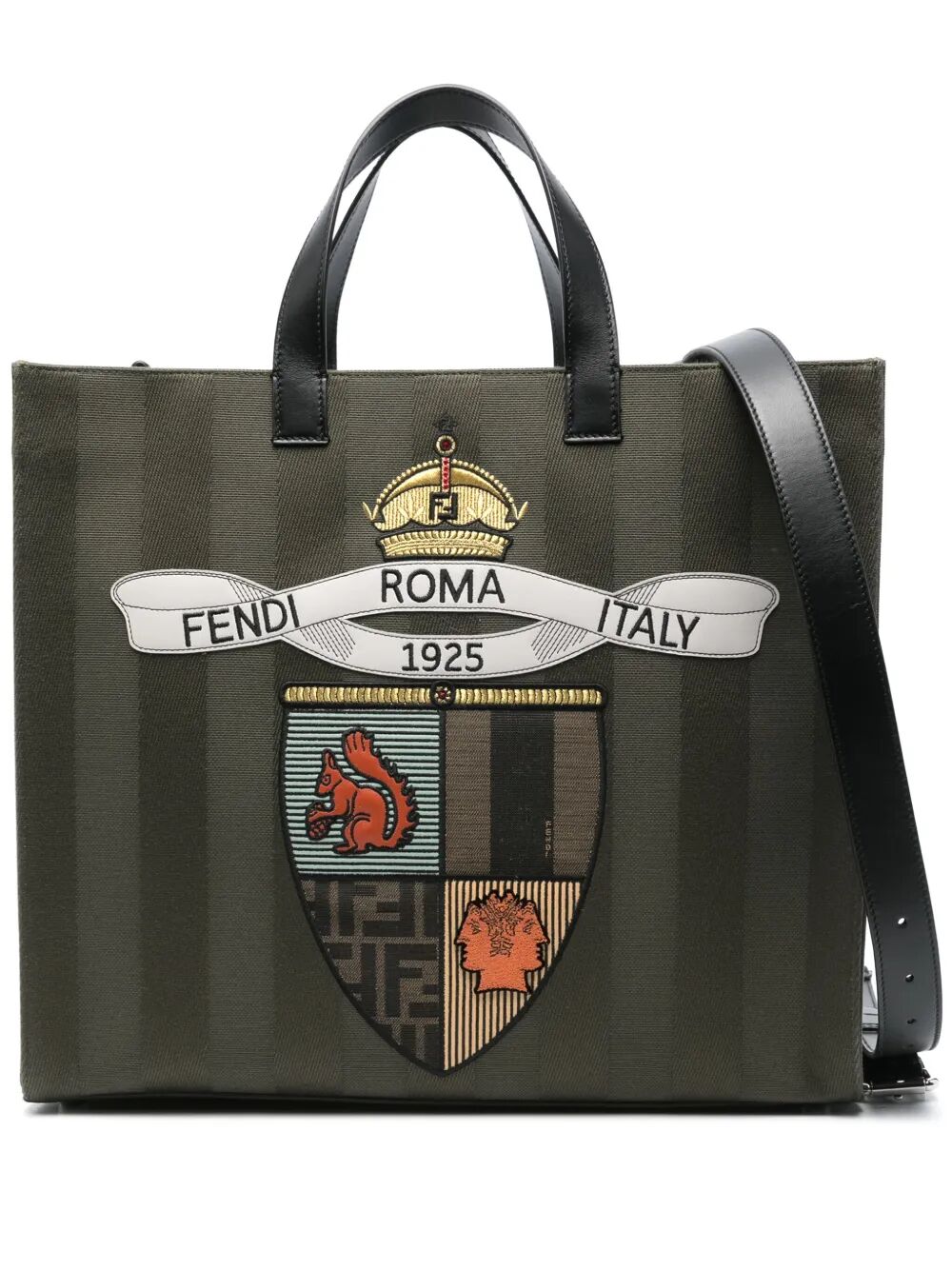 Fendi Men Fendi Club Pequin Canvas Shopper Bag