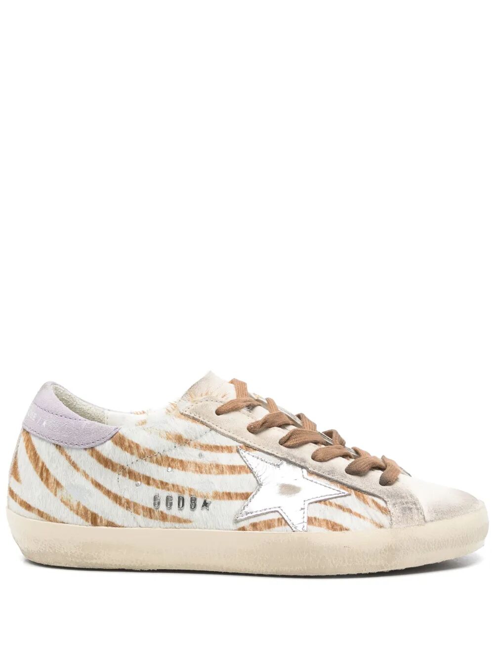 Golden Goose Women "Super Star" Zebra Horsy Upper Suede Toe And Heel Laminated Star