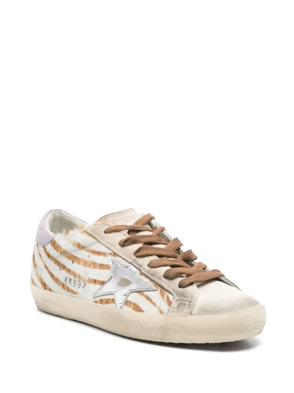 Golden Goose Women "Super Star" Zebra Horsy Upper Suede Toe And Heel Laminated Star