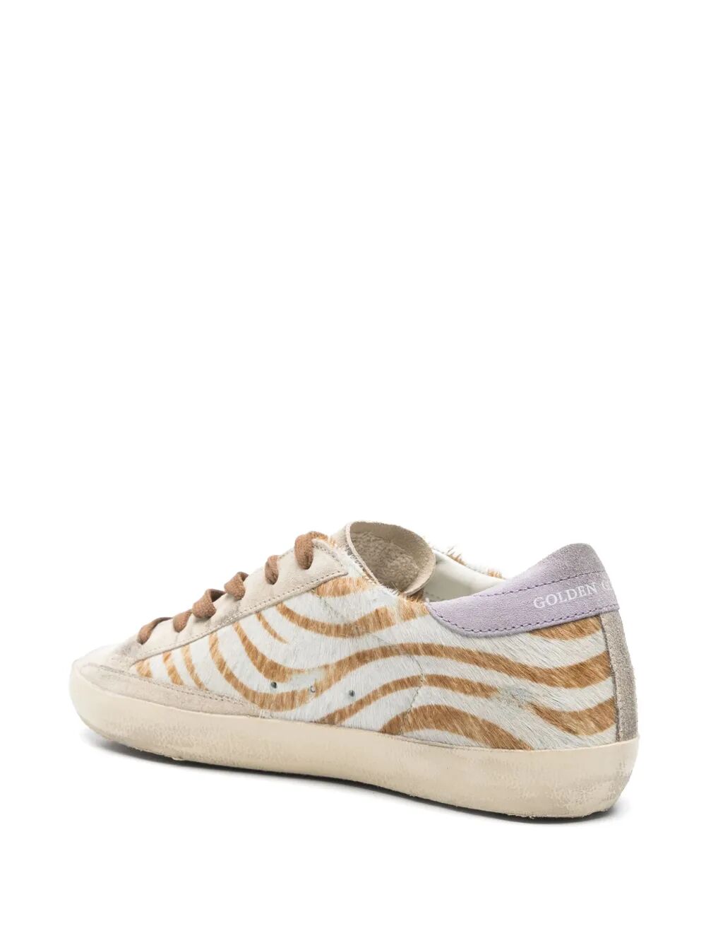 Golden Goose Women "Super Star" Zebra Horsy Upper Suede Toe And Heel Laminated Star