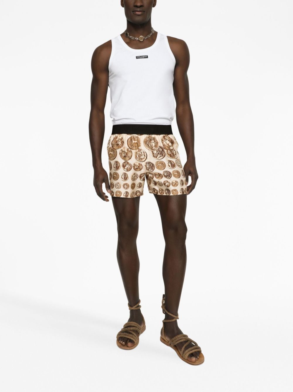 Dolce & Gabbana Men Stretch Cotton Tank Top With Logo Label