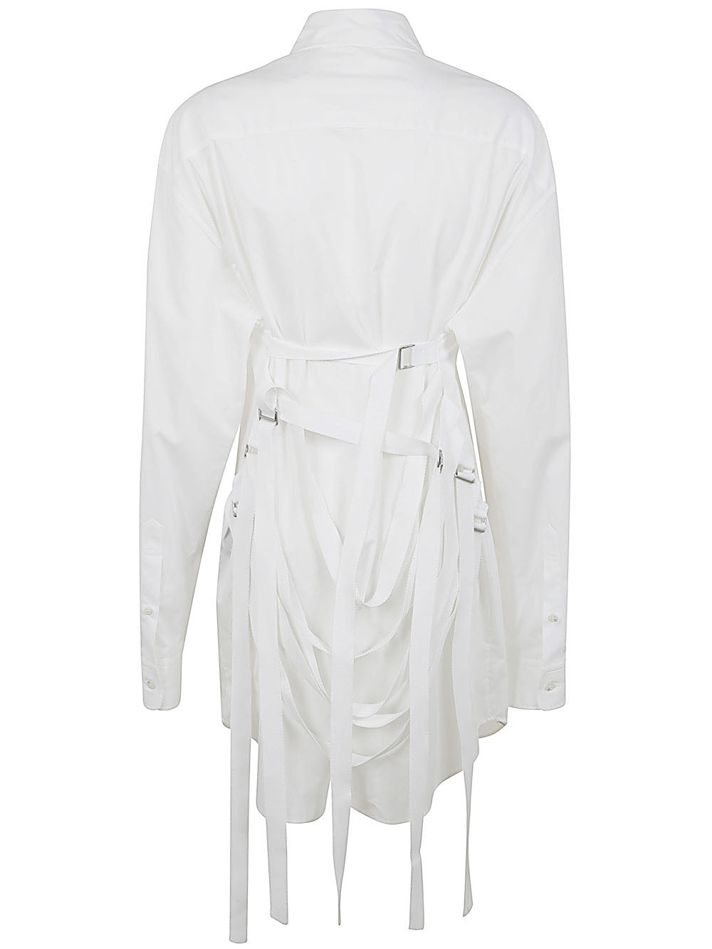 Ann Demeulemeester Women Dete Fluid Belting Long Shirt Popeline White