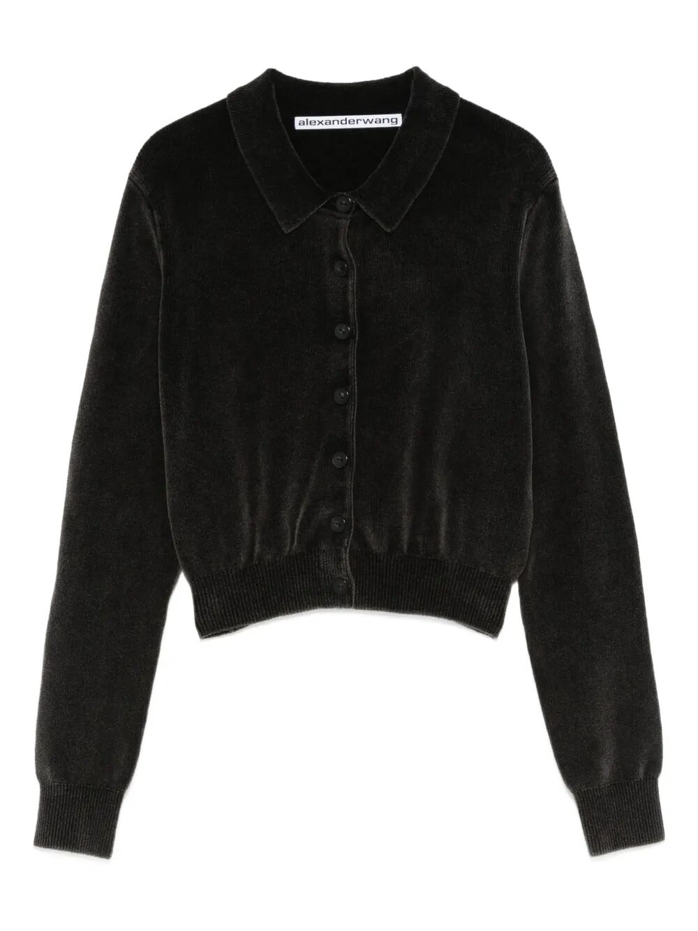 Alexander Wang Women Cotton-Blend Chenille Cropped Polo Cardigan