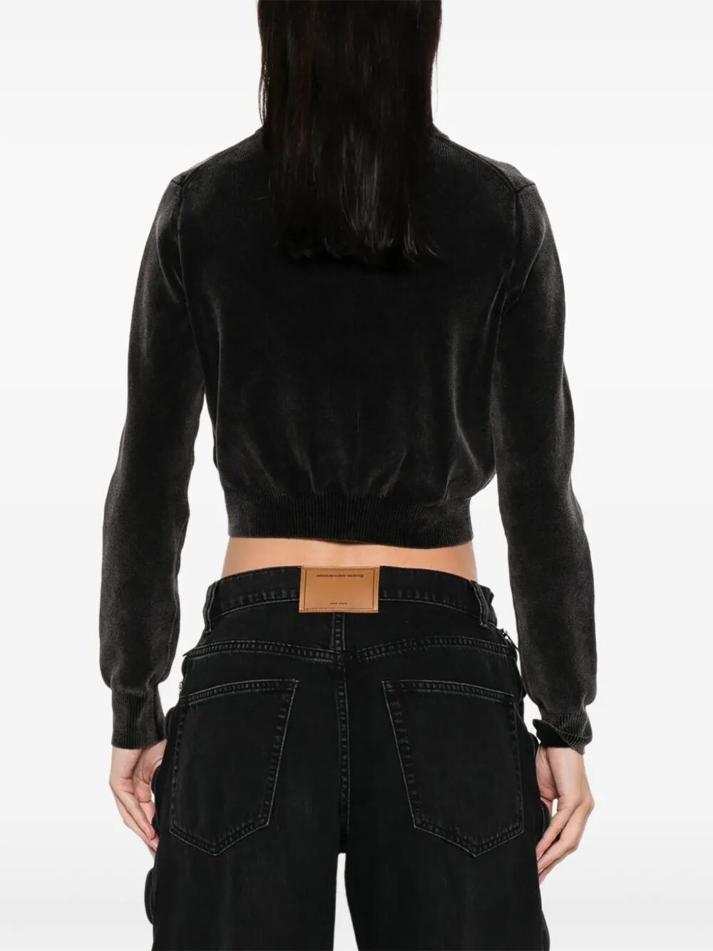 Alexander Wang Women Cotton-Blend Chenille Cropped Polo Cardigan