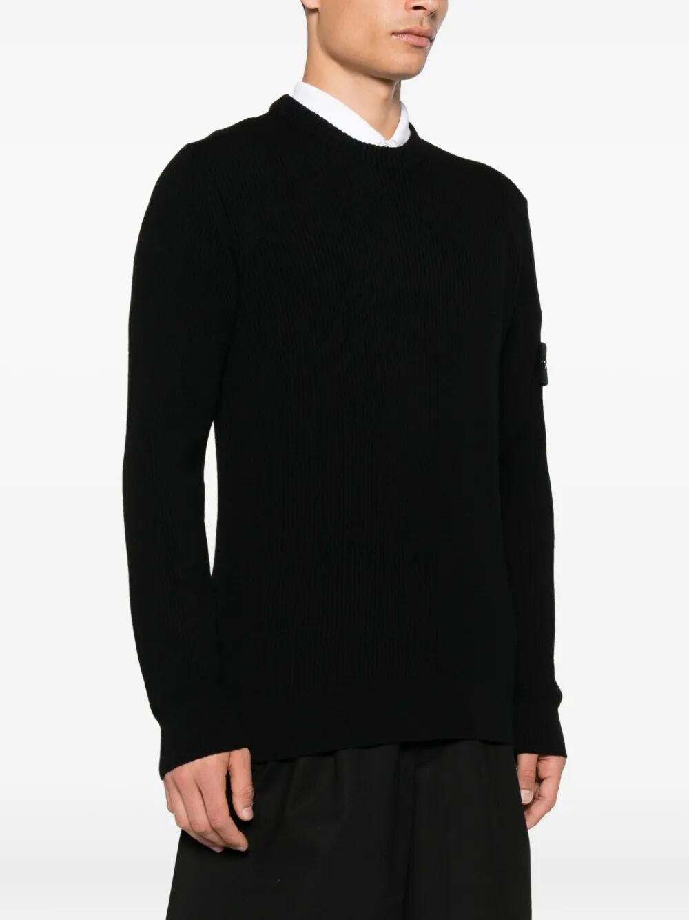 Stone Island Men Knit Crewneck Sweater In Full Rib Rws Wool