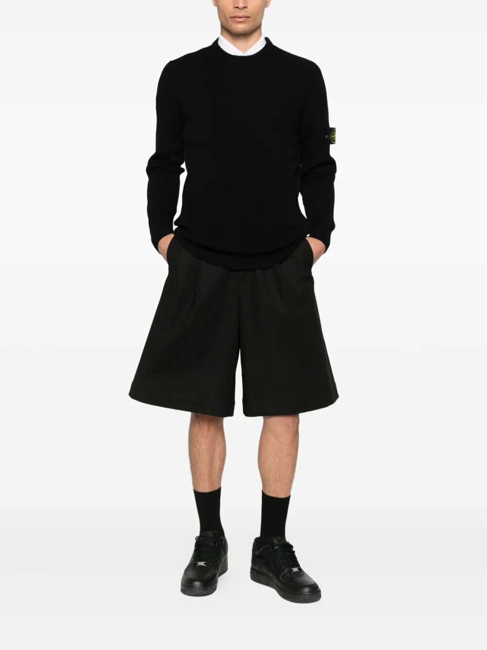 Stone Island Men Knit Crewneck Sweater In Full Rib Rws Wool