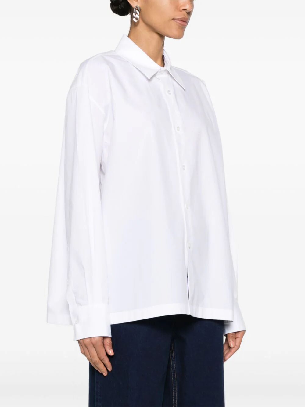 Alexander Wang Women Button Up Long Sleeve Shirt With Logo Apple Patch