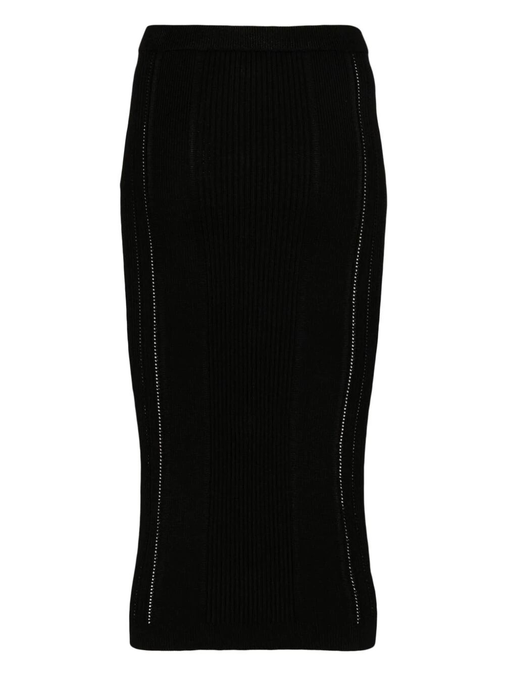 Balmain Women High Waist Five Button See Through Knit Midi Skirt
