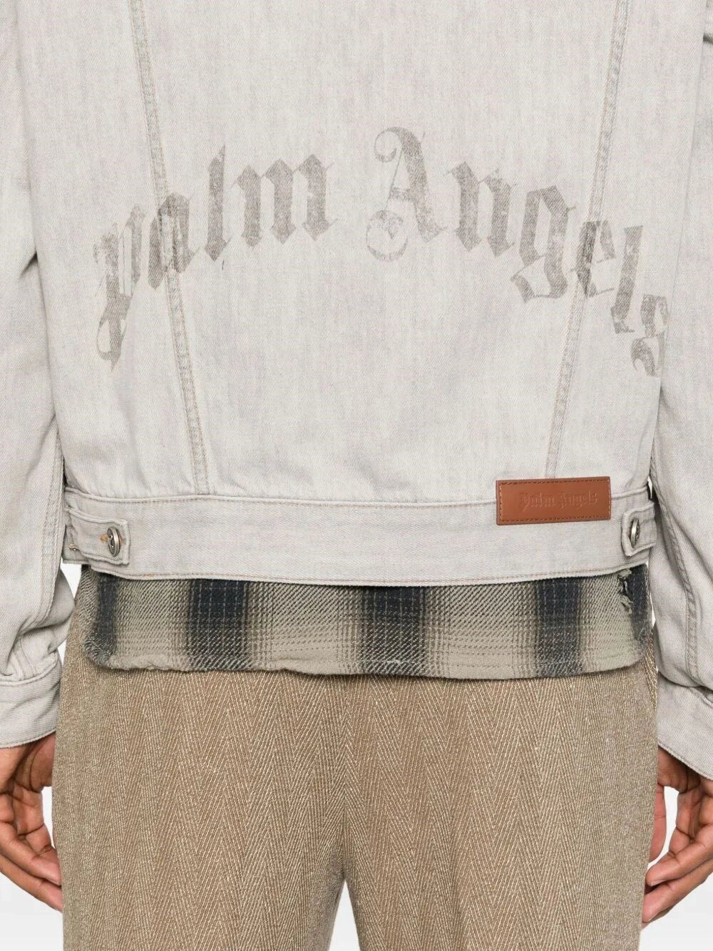 Palm Angels Men `Curved Logo` Denim Jacket