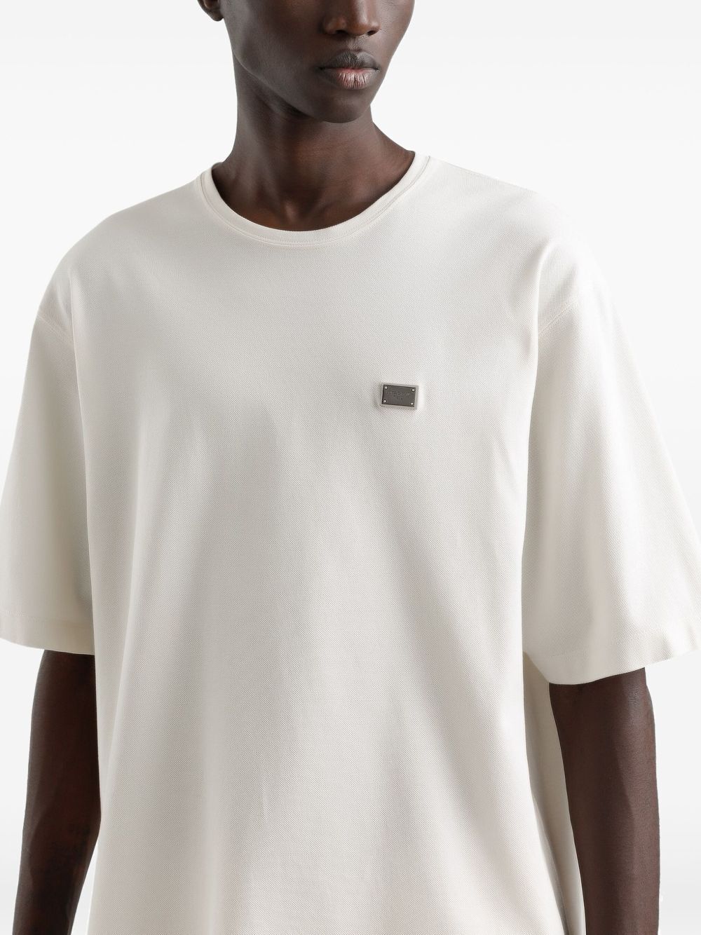 Dolce & Gabbana Men Cotton T-Shirt With Metal Tag