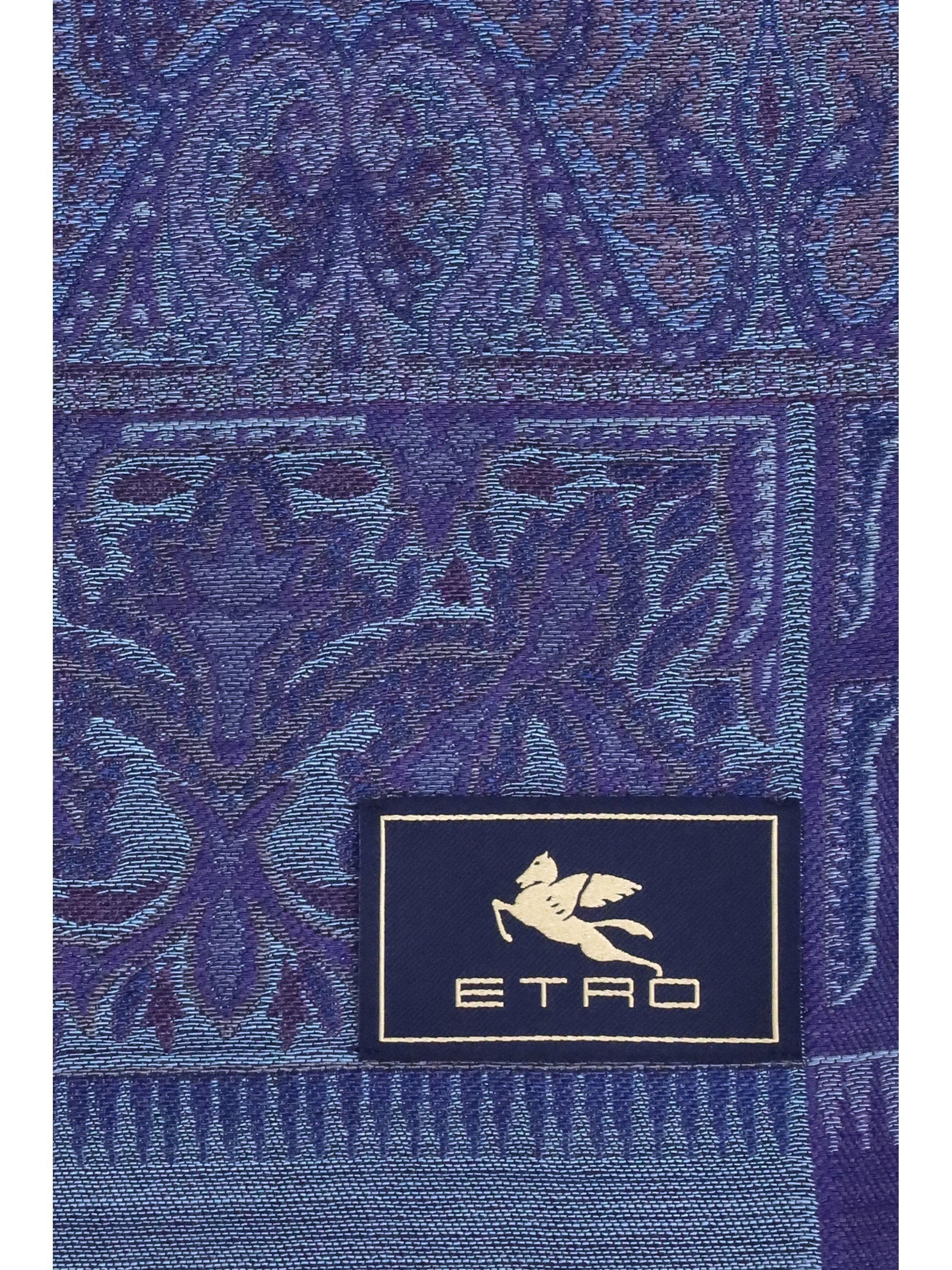 Etro Men Jacquard Wool And Silk Scarf