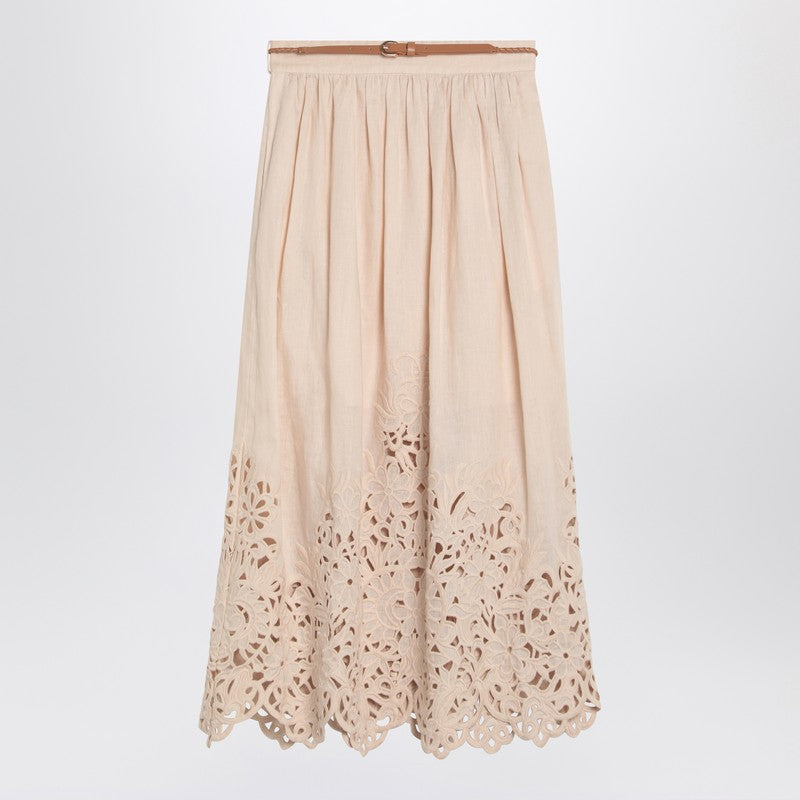 Zimmermann Wylie Cream Colored Midi Skirt Women