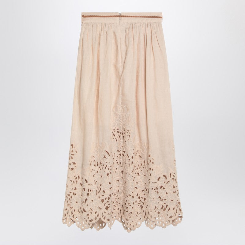 Zimmermann Wylie Cream Colored Midi Skirt Women