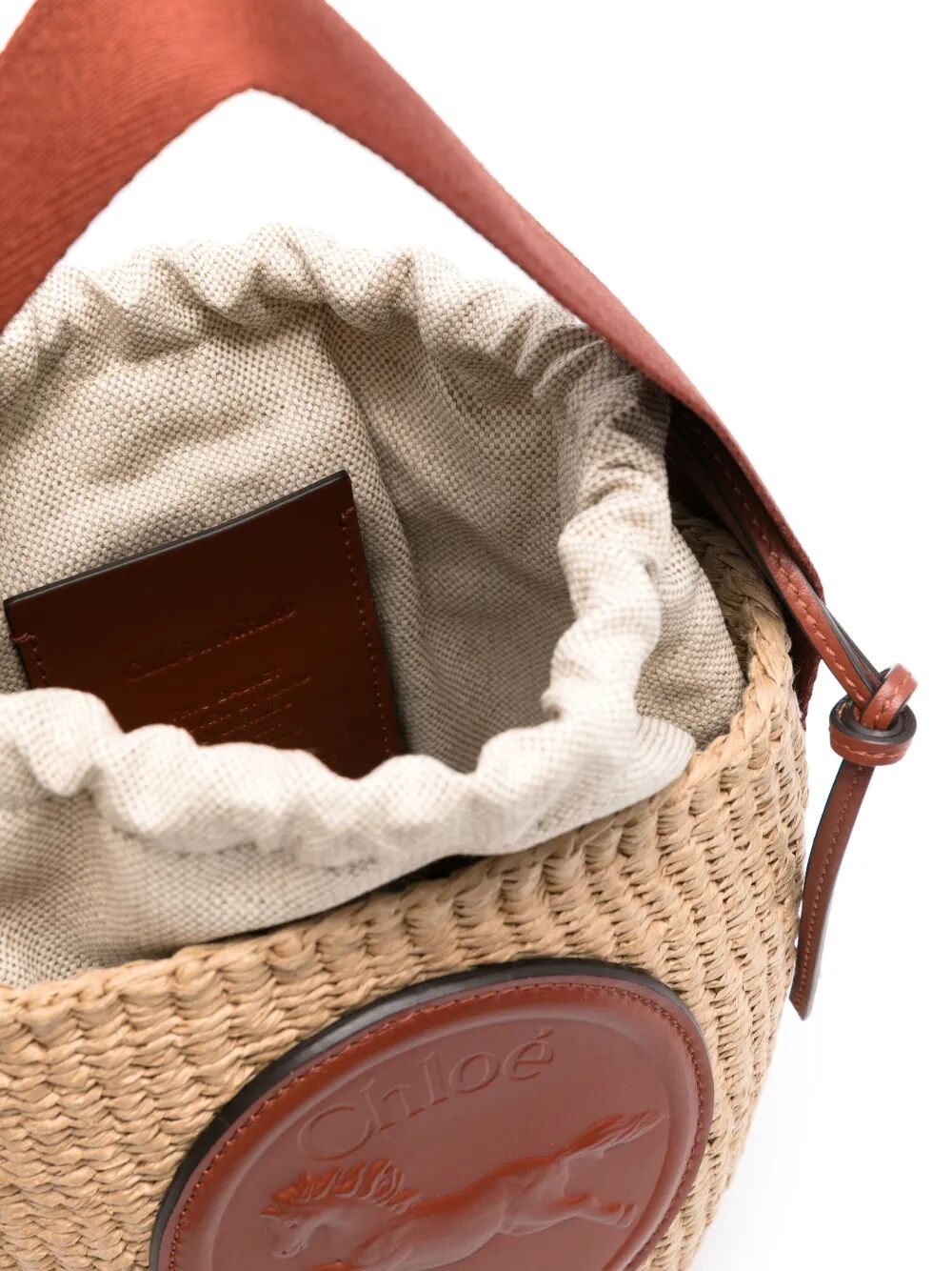 Chloe Women Small Horse Medal Natural Fibers Basket Bag