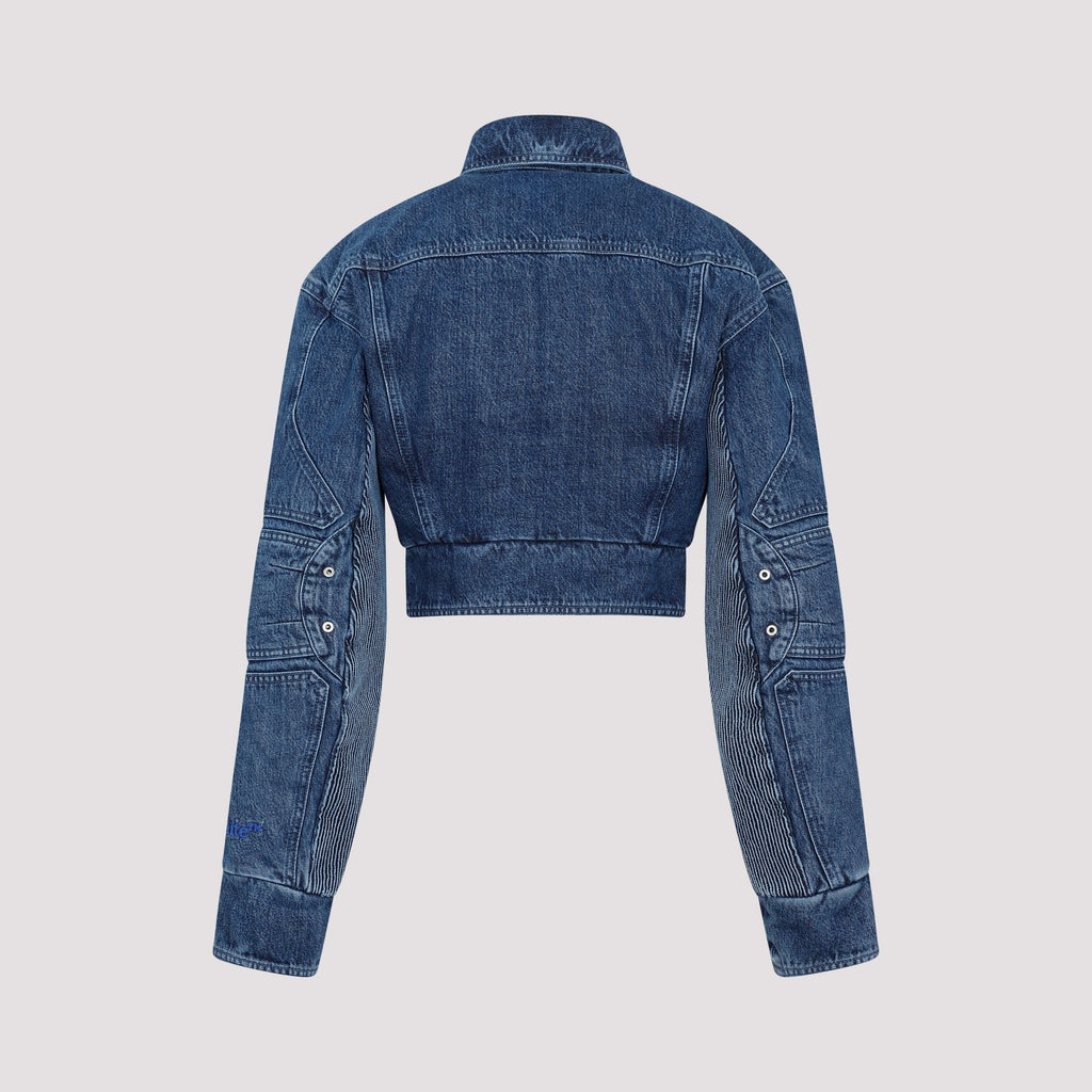 Off White Motorcycle Hole Crop Jacket Women