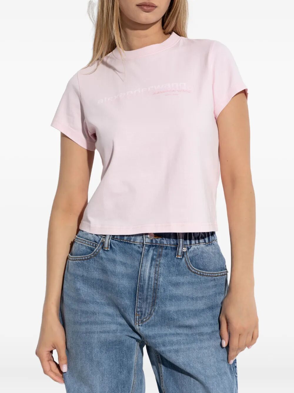 Alexander Wang Women Cotton Shrunken Logo T-Shirt