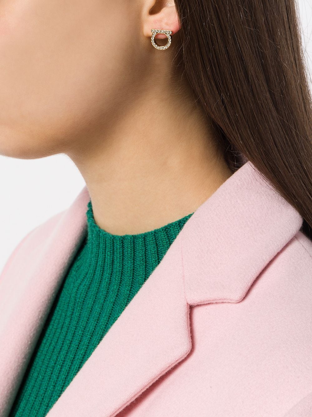 Brincos Ferragamo Gancini com Cristais para Mulheres - Tamanho G