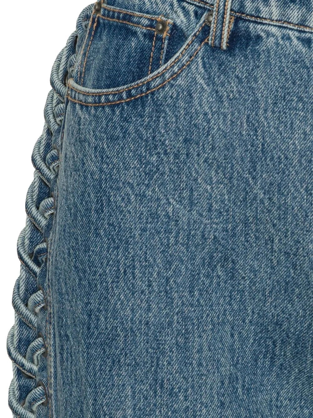 Rotate Women Laced Straight Leg Jeans